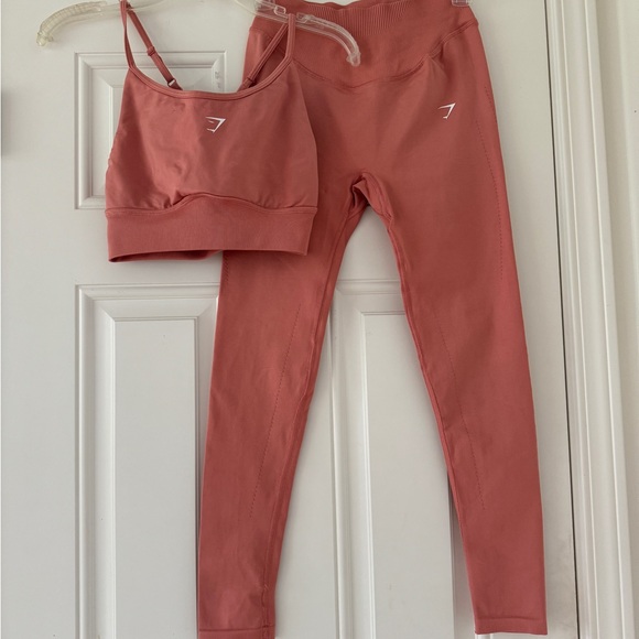 Gymshark Sweat Seamless Leggings and Bra top set size S Terracotta pink - Picture 7 of 12